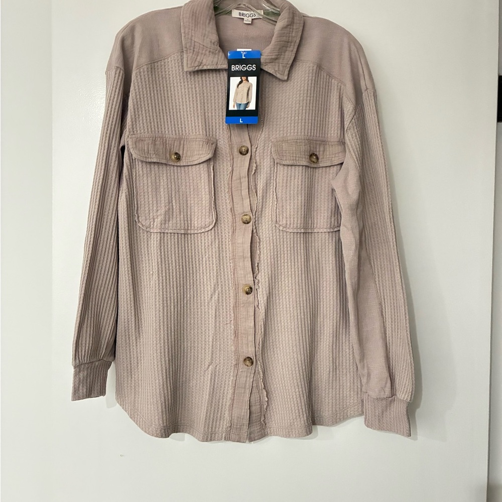 Briggs Women’s Button Front Waffle Shirt Large